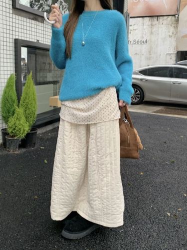 Three-label whitening, age-reducing, thickening and warm imitation mink velvet sweater for women, loose and lazy knitted sweater