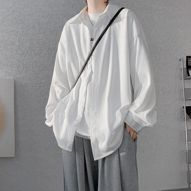 High-quality ice silk shirt for men with super good drape, long-sleeved shirt with sun protection