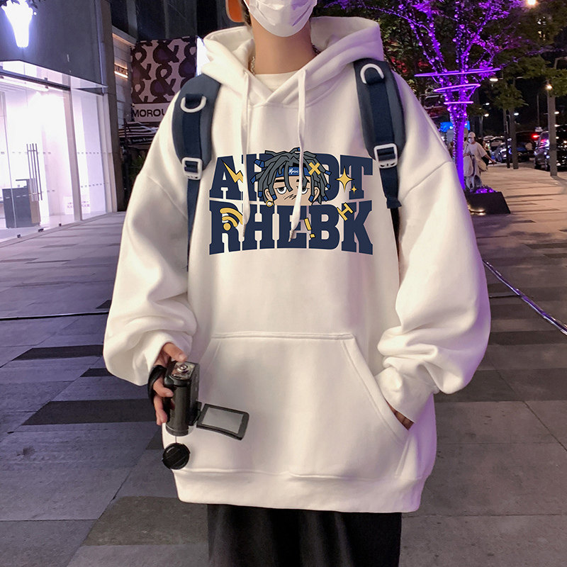 National trend loose hooded sweatshirt men's autumn and winter new pure cotton hoodie