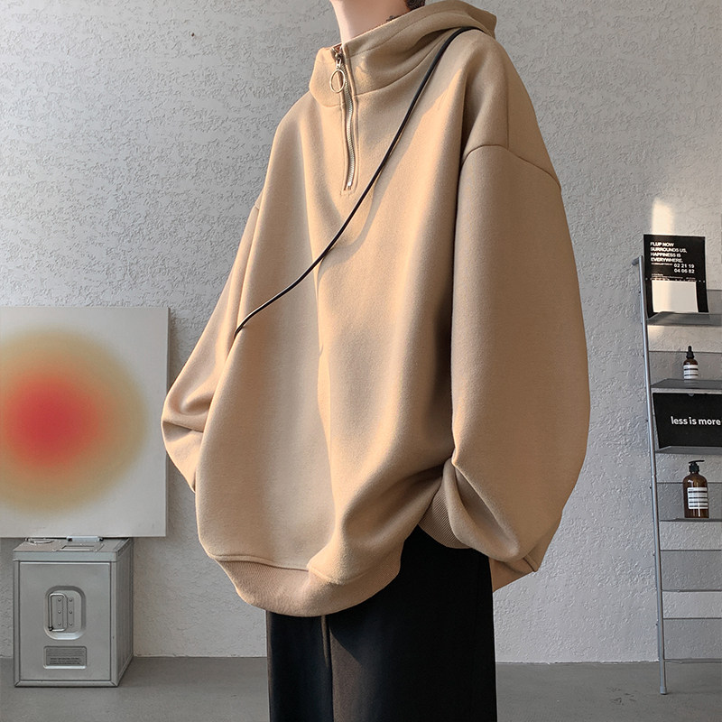 High quality heavyweight turtleneck hooded zipper sweatshirt 360g composite fabric 70 cotton W