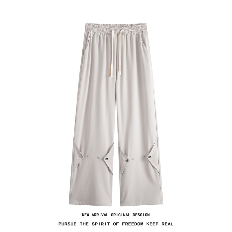 Quality guaranteed!  Flat lay ice silk drapey button-down solid color design trousers