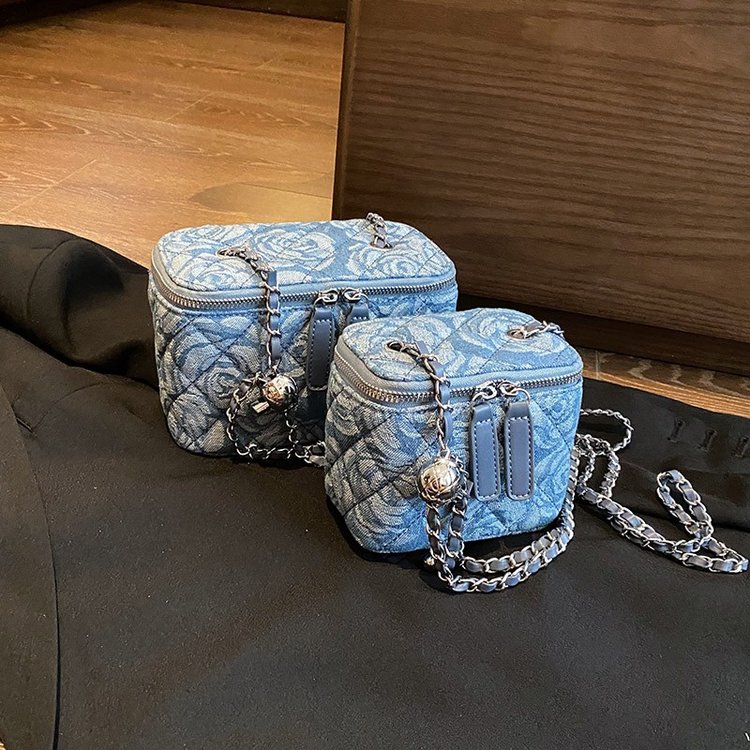 This year's popular bags for women new fashion rhombus chain crossbody bag casual denim mini bucket bag