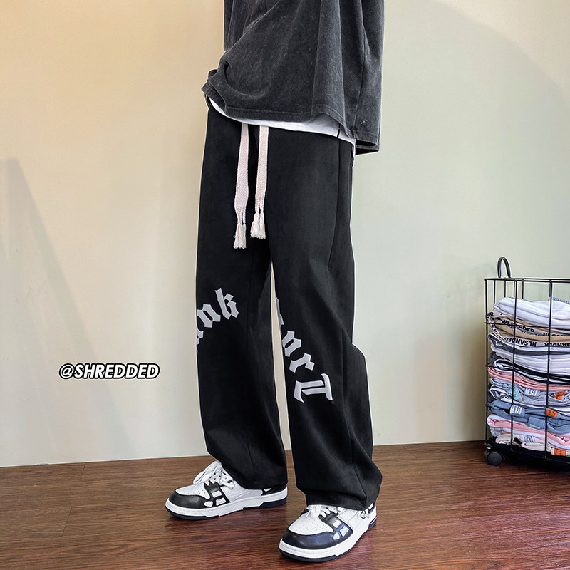 Spring ball new suede casual pants large size loose ins long pants