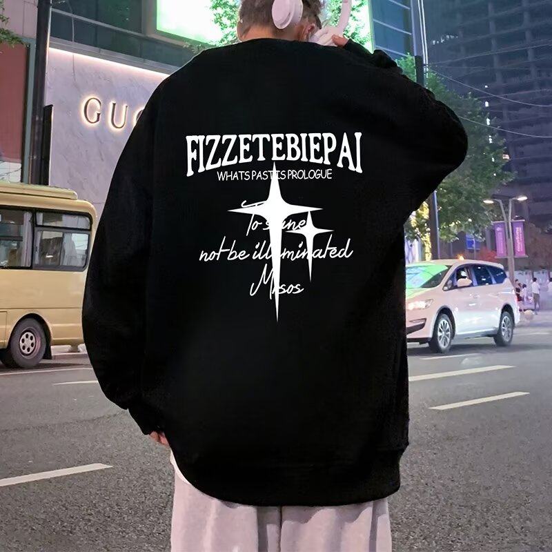 American style sweatshirt men's spring and autumn round neck long-sleeved bottoming shirt pullover loose hooded jacket