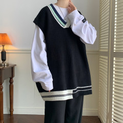 Autumn New Irregular Vest Sweater Men's Knitted Sweater Men's Pullover Sweater Trend