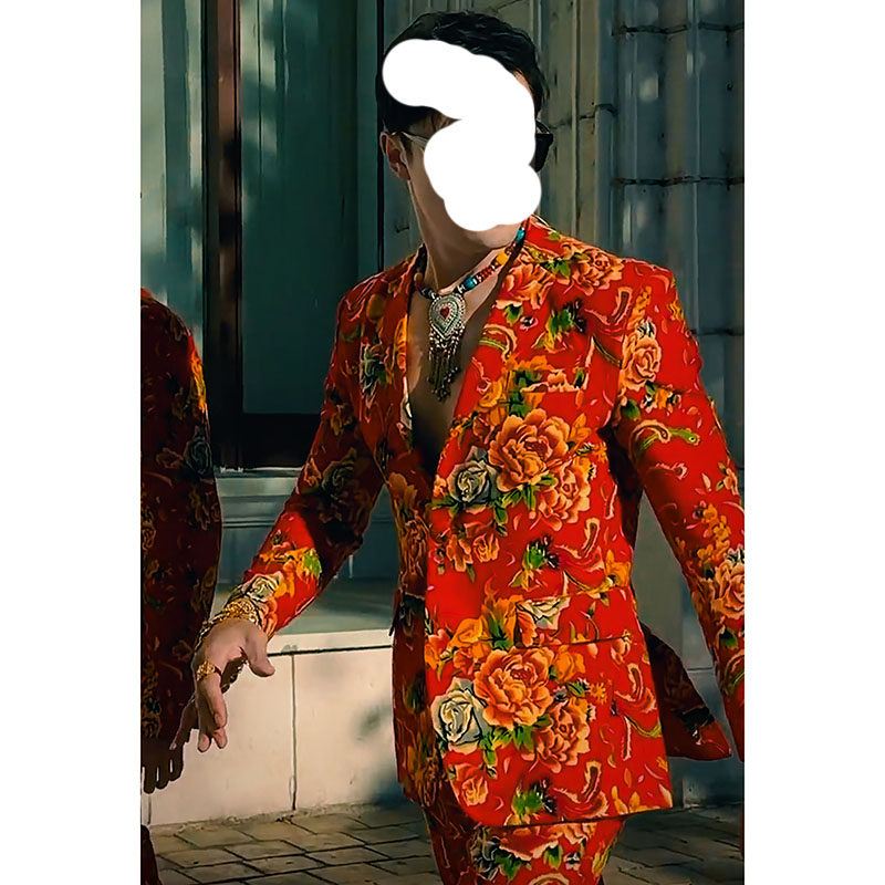 R1 Northeast big flower suit Internet celebrity same style men's and women's large size team uniform Chinese style new Chinese style performance clothing