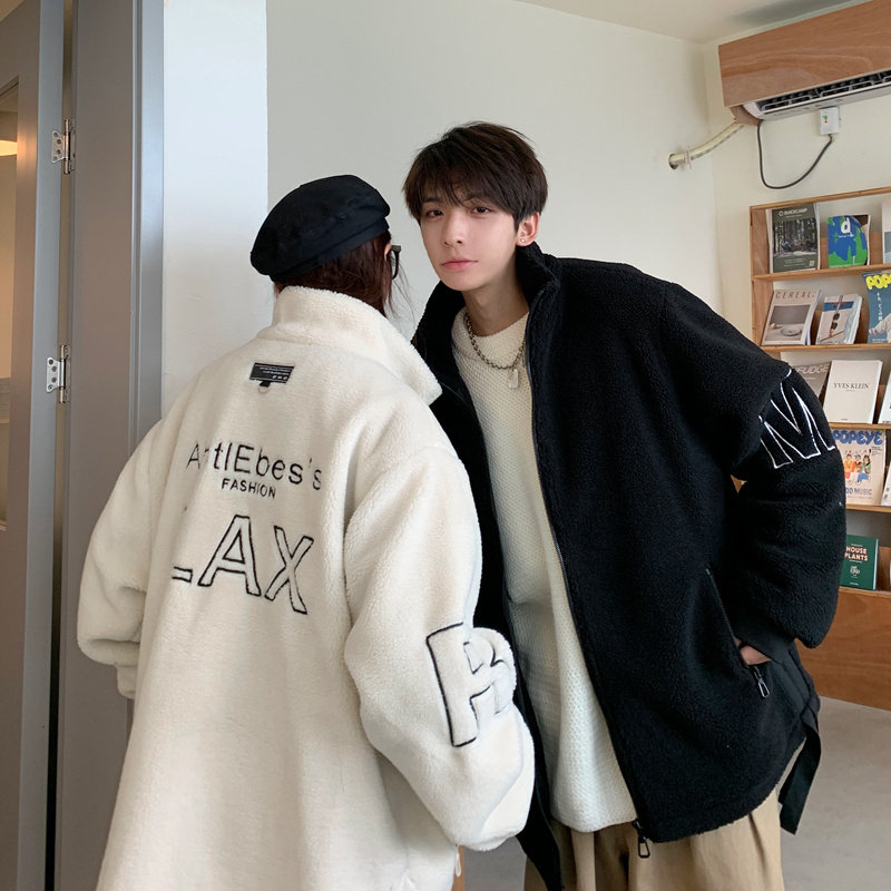Couple's new winter jacket trendy brand lamb velvet loose large size plus velvet thickened jacket