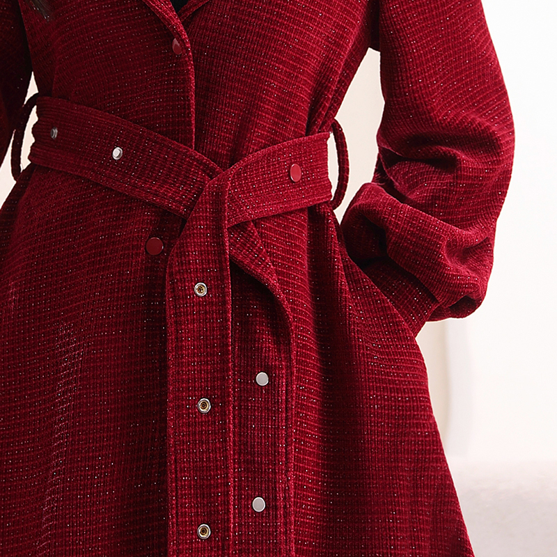 Angora red Christmas red Fair Isle thickened chenille festive autumn and winter short slimming atmosphere jacket