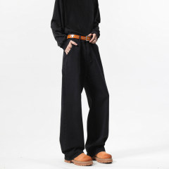 Autumn and winter loose version of high-quality standard basic washed jeans