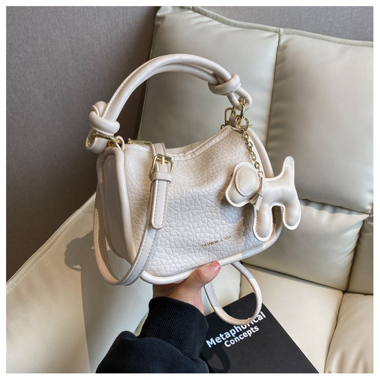 High-end, versatile, litchi pattern, shoulder handbag, women's 2024 spring new style cross-body bag, fashionable work handbag