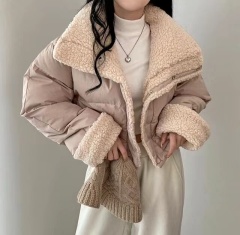 Korean chic lapel loose, thickened and warm reversible short cotton-padded jacket