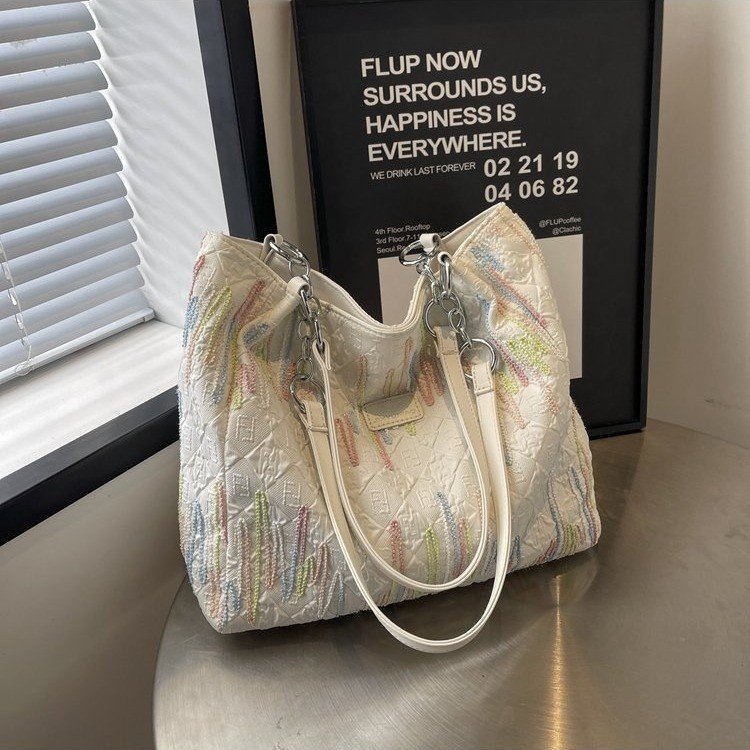 This year's popular large-capacity canvas bag 2024 summer new women's bag is versatile, western style and high-end commuter tote bag