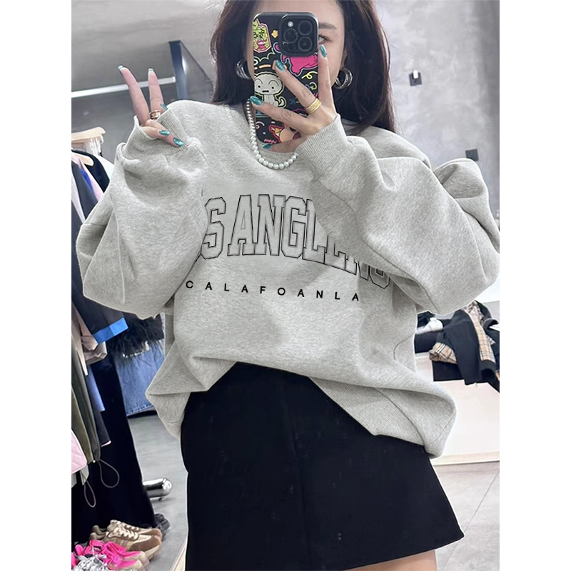 Chinese cotton composite silver fox velvet new autumn and winter loose round neck sweatshirt for women