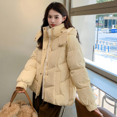 New down jacket for women, short, Korean style, loose, cotton, student hooded bread jacket