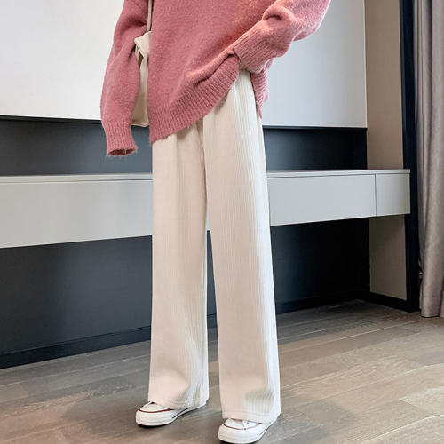 Velvet thickened corduroy autumn and winter 2024 high waist drape straight plus velvet casual pants