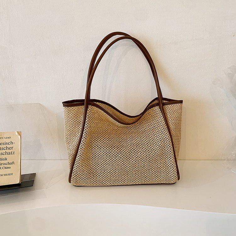 Summer Beach Vacation Bag Women's New 2024 Fashion Hot Style Large Capacity Straw Woven Bag Shoulder Tote Bag