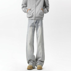 New spring and autumn loose straight casual denim trousers