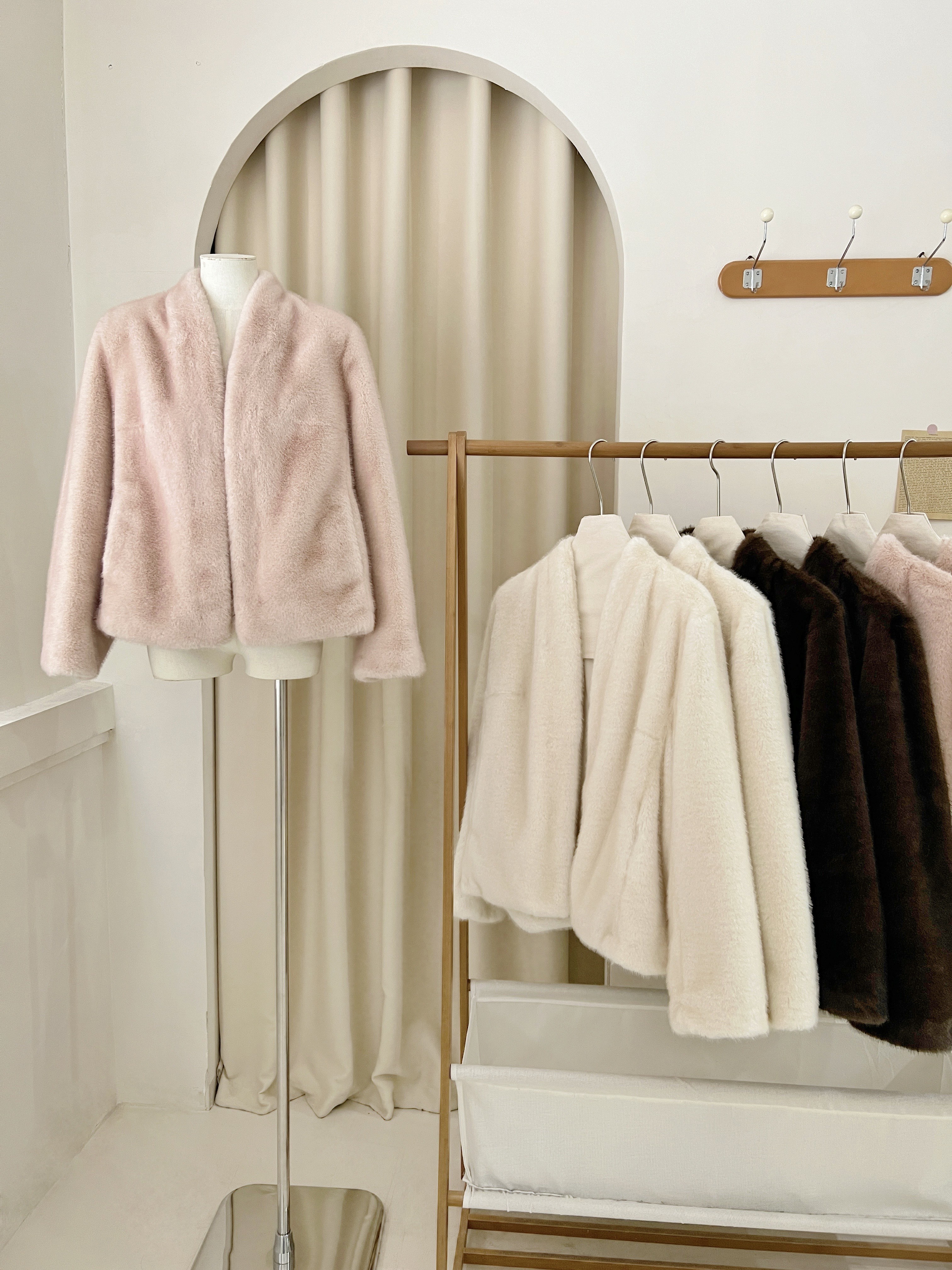 CloudSweet Baiyuntian Korean women's beauty rules pink cross mink environmentally friendly fur fur coat women's autumn and winter