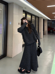 Actual shot~Moonfall Galaxy~Sparkling sweater top, elastic waist, fishtail skirt suit