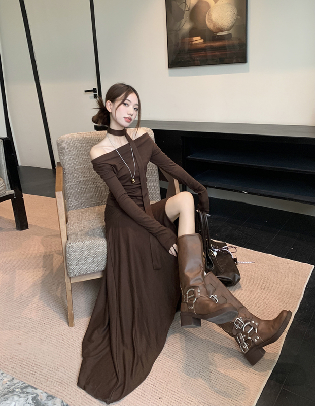 Atmospheric one-shoulder top + irregular skirt + ribbon suit three-piece set