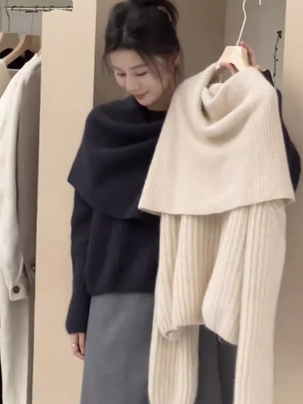 Korean style lazy style soft waxy sweater for women autumn and winter new style gentle atmosphere top versatile and comfortable outer wear sweater