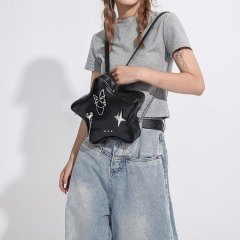 2024 New Original Pentagram Metal Butterfly Love Pendant Black Chain Backpack Dark Millennium Bag