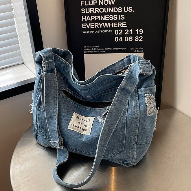 Denim Armpit Large Bag Women's 2024 New Trendy Fashion Casual Tote Bag Large Capacity Commuting Crossbody Bag
