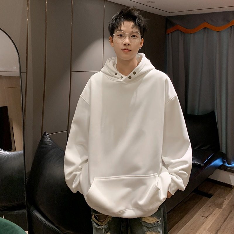 Men's sweatshirt Korean style trendy solid color loose versatile sweatshirt hooded winter ins jacket