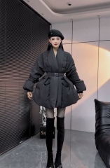 Designed waist down jacket for women winter new Korean style lace up new Chinese style national style white duck down warm jacket