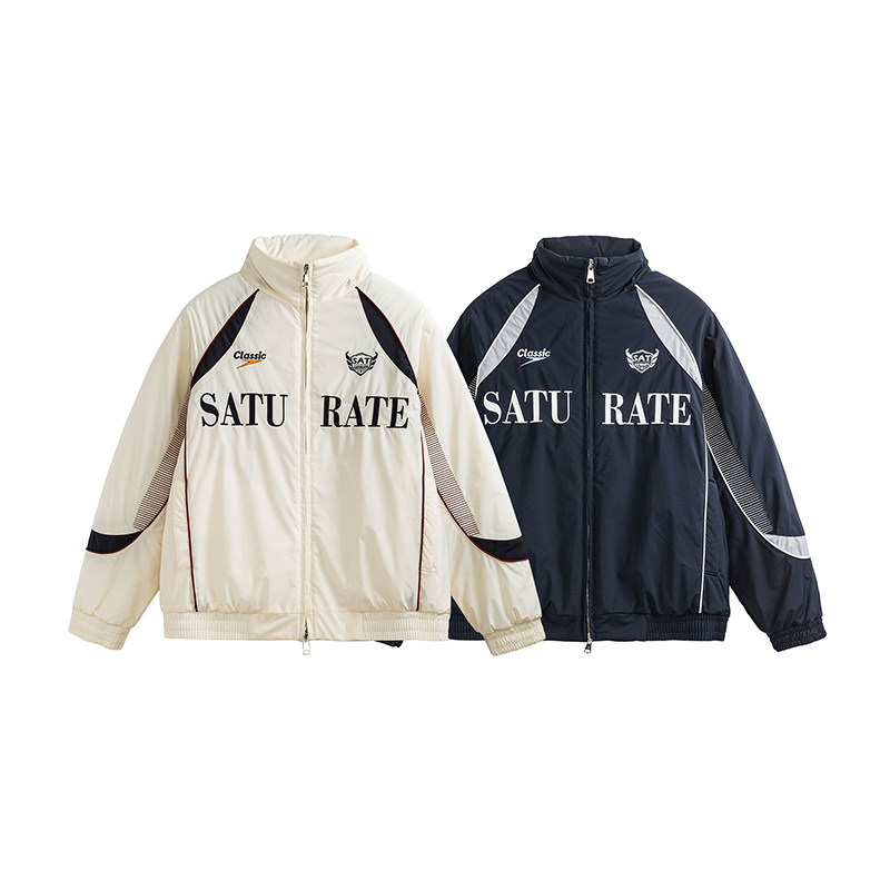 American stand-up collar thickened cotton coat jacket for men in winter new loose casual striped design baseball uniform jacket cotton-padded jacket