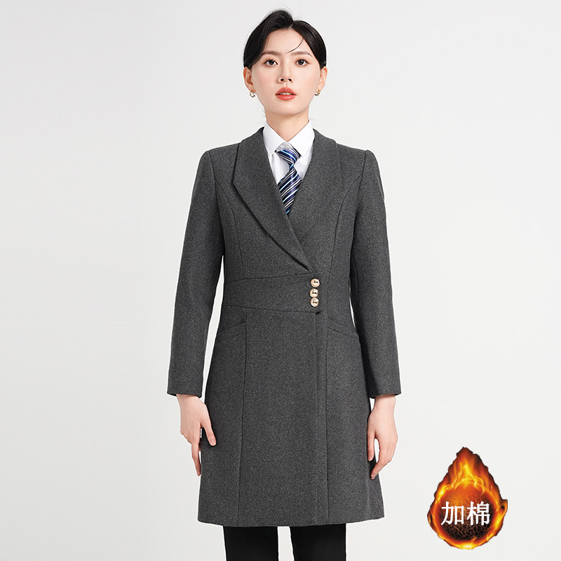 2024 new cotton thick woolen coat women's autumn and winter clothing simple and capable commuting professional workwear long-sleeved coat