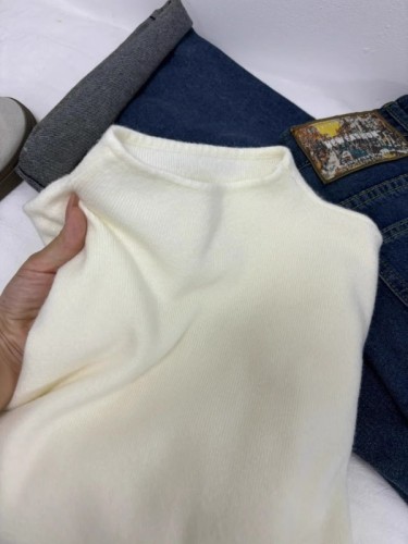 Small stand-up collar fufu soft waxy knitted long-sleeved bottoming shirt for women winter sweater autumn Korean style simple top inner wear