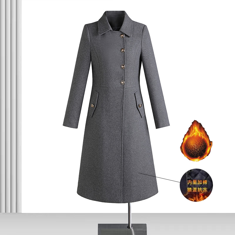 High-end single-breasted long-sleeved woolen coat for women, new style, high-end design, temperament, goddess style coat, winter