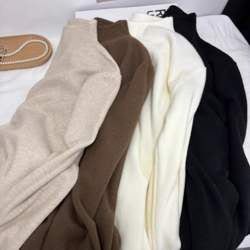 Small stand-up collar fufu soft waxy knitted long-sleeved bottoming shirt for women winter sweater autumn Korean style simple top inner wear