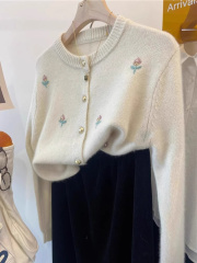 Raccoon velvet sweater jacket for women autumn and winter 2024 new milk fufu lazy cashmere knitted cardigan top