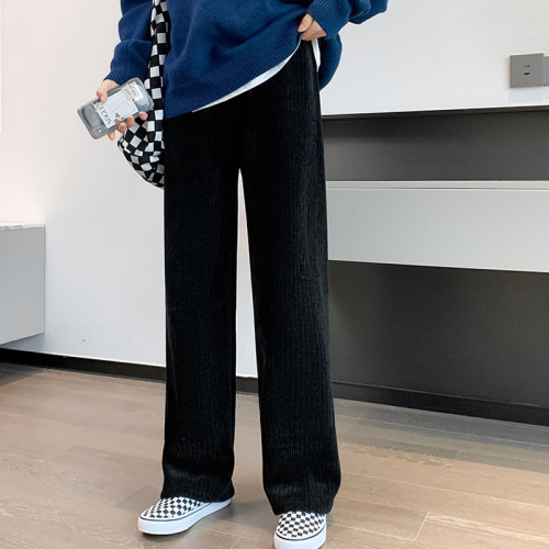 Velvet thickened corduroy autumn and winter 2024 high waist drape straight plus velvet casual pants