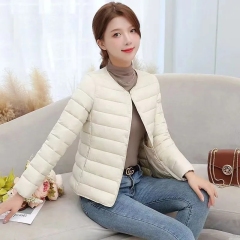 Quality Inspection Official Photo New Winter Cotton Coat Lightweight Short Down Down Coat Women's Round Neck Cotton Jacket Warm Slim Jacket Trendy