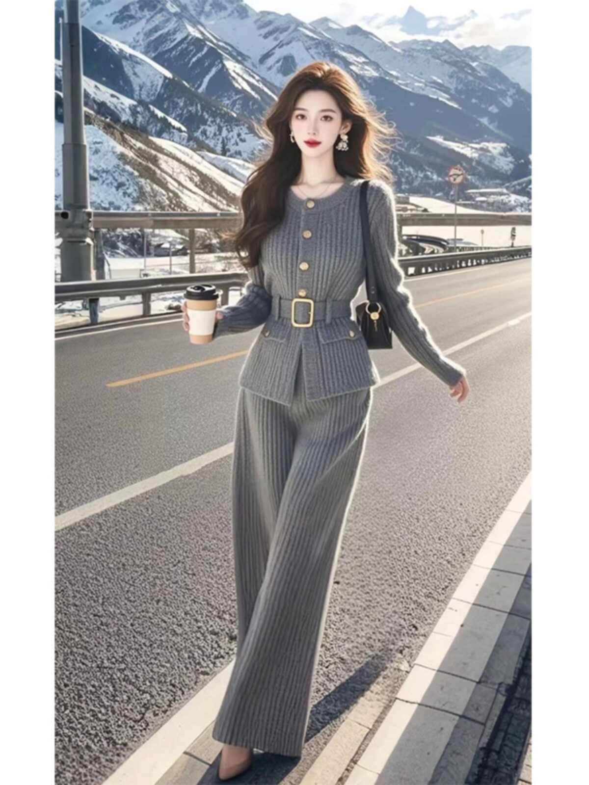 2024 new salt style light mature trousers two-piece set autumn and winter women's high-end trousers suit temperament goddess Fan Yujie