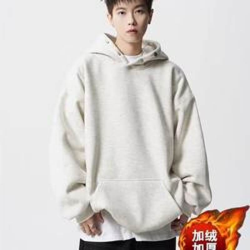 Heavy button sweatshirt silver fox velvet pure cotton composite 450g couple style sweatshirt trendy