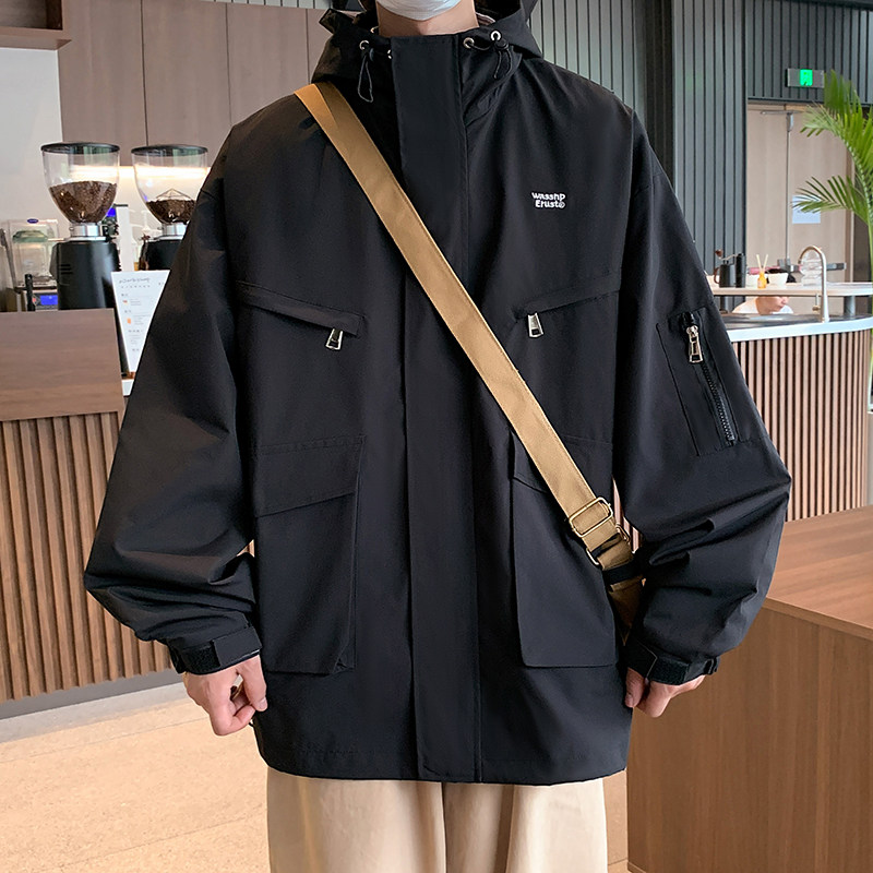 Embroidered men's jackets, trendy outdoor jackets, men's workwear loose jackets