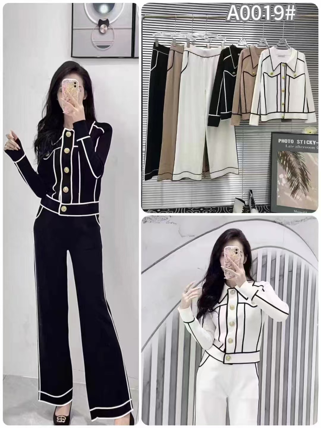 Xiaoxiangfeng knitted suit for women in spring and autumn high-end light luxury internet celebrity casual fashionable street cardigan wide-leg pants two-piece set