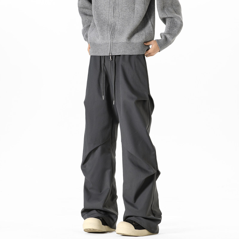 Shadowless wall!  Thick twill fabric American pleated all-match casual pants with slight flare