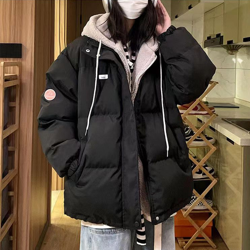 Winter fake two-piece cotton coat for women 2024 new design loose hooded thickened warm bread coat cotton coat