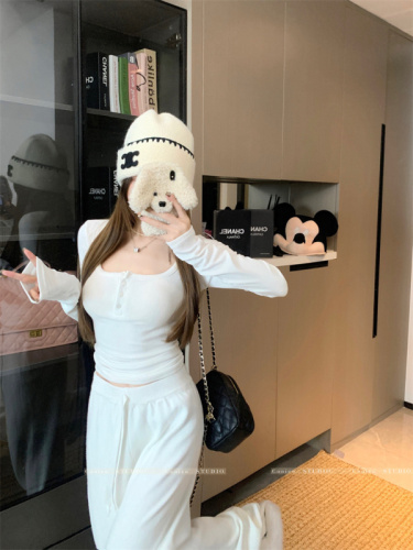 Pure Desire High Elastic Bottoming Women's Autumn and Winter Slim Fit Square Neck Top