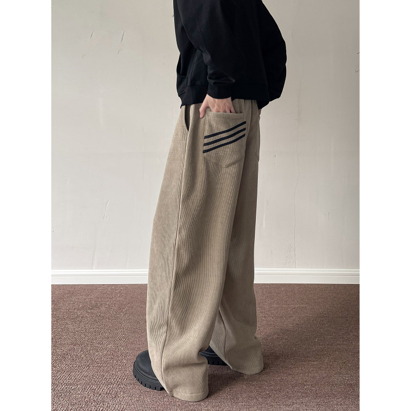 Lazy wide-leg pants, chenille sweatpants, corduroy floor-length casual pants, trendy