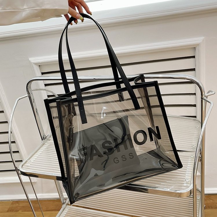 Women's bag fashion large capacity transparent mother-in-law bag women's new trendy summer jelly bag shoulder tote bag handbag