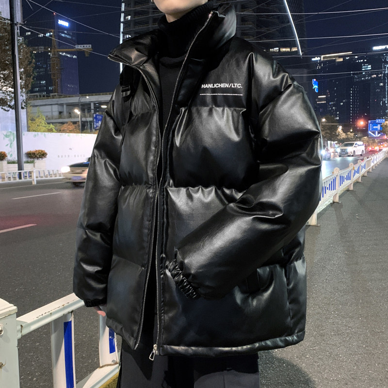 New winter clothing, Hong Kong style versatile PU leather cotton coats for men and women, large size cotton-padded jackets for couples