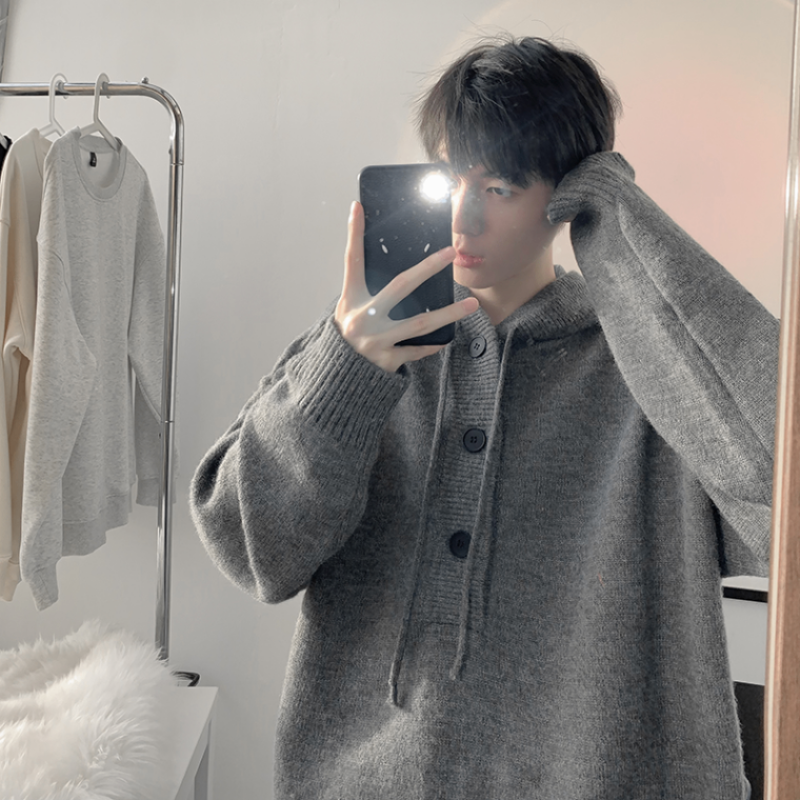 Knitted sweaters for men and women, Korean version, trendy loose hooded, versatile, handsome and warm