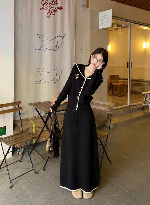 Prado Art Small Fragrance Style Contrast Color Knitted Cardigan Advanced Casual Style