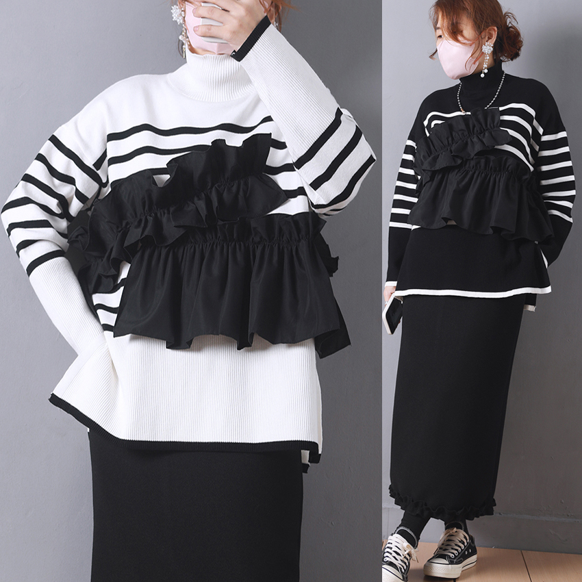 Actual shots of massive new slit sweaters with heavy industry plate patterns, women's half-turtleneck sweaters, warm tops